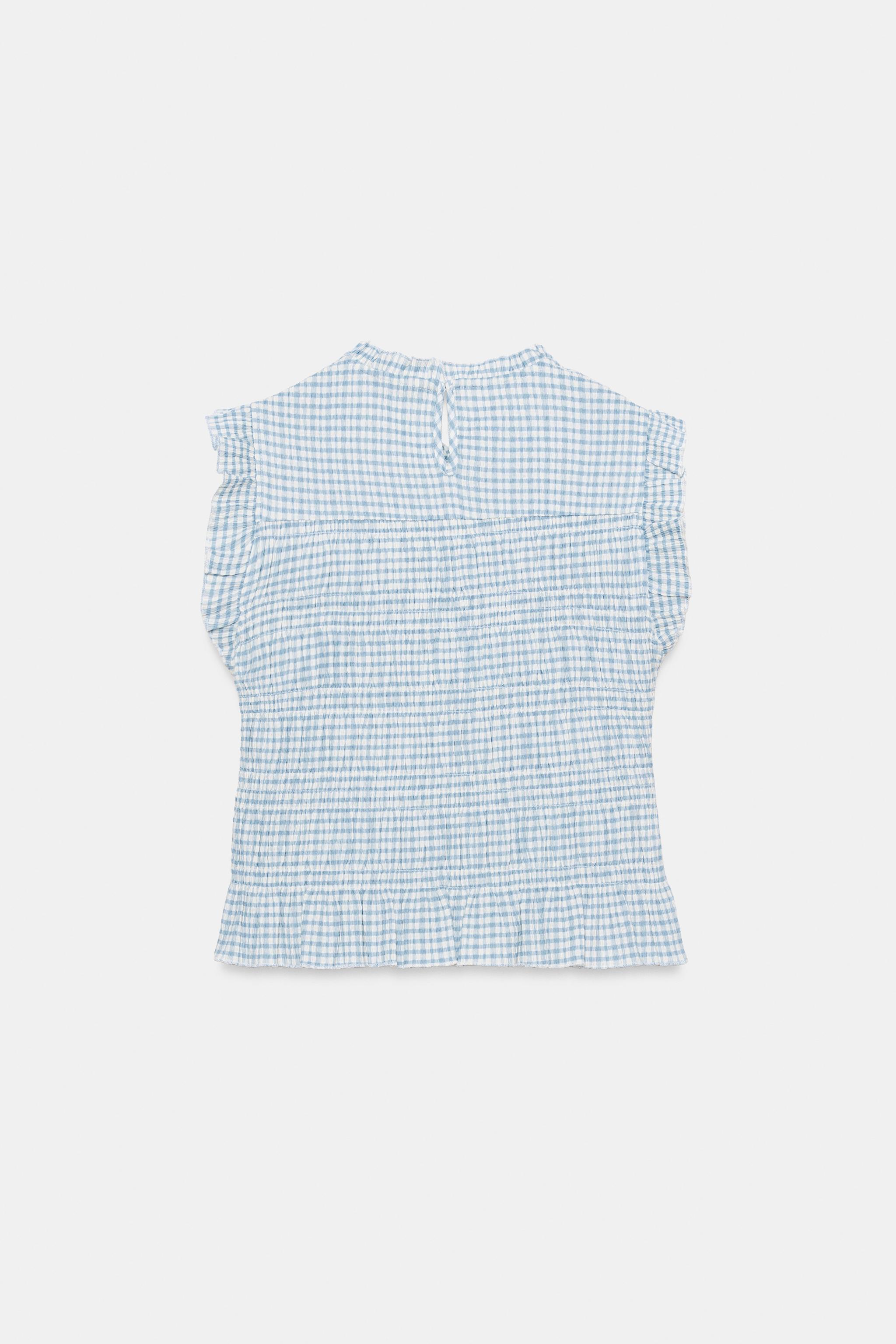 SMOCKED GINGHAM TOP
